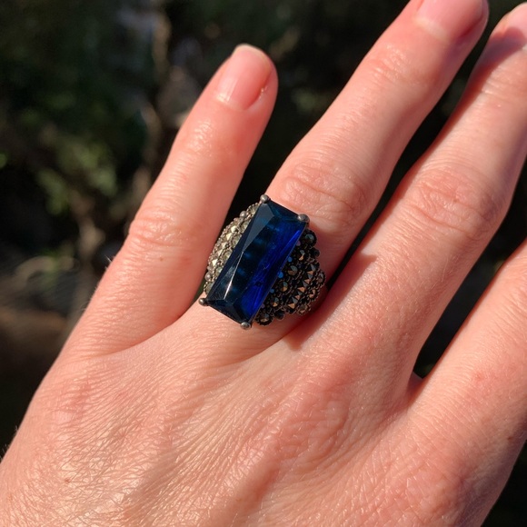 Blue Stone Studded Ring - 6.5 - Picture 1 of 7